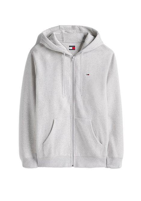 Felpa Tommy Hilfiger S Flag Thru con Zip e Cappuccio Grigio Uomo TOMMY HILFIGER | Felpe | DM0DM20743-P08